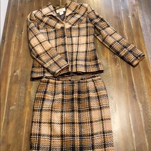 Plaid Blazer and Skirt Set
